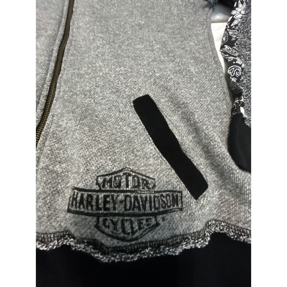 Harley-Davidson Womens Grey Paisley Bandana Zip Up Hoodie Jacket Size L - Picture 3 of 7